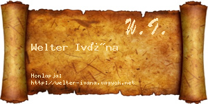 Welter Ivána névjegykártya